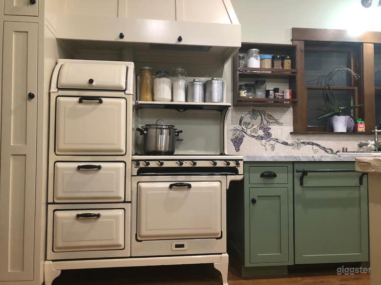  Kitchen with vintage stove. 