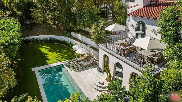  Hollywood Hills 1930s Mansion, grass, pool & movie theatre 