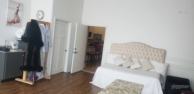  Door on the left leads to the bathroom. Open door leads to the loft area 