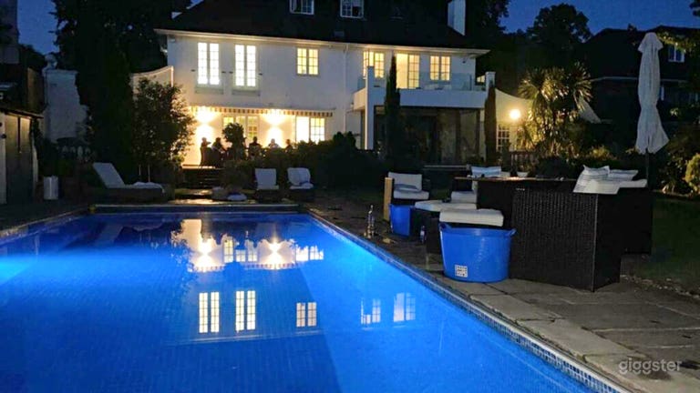  French Country House Swimming Pool Venue in London for Production Bookings, 8-Hour Minimum Hire (30 max) 