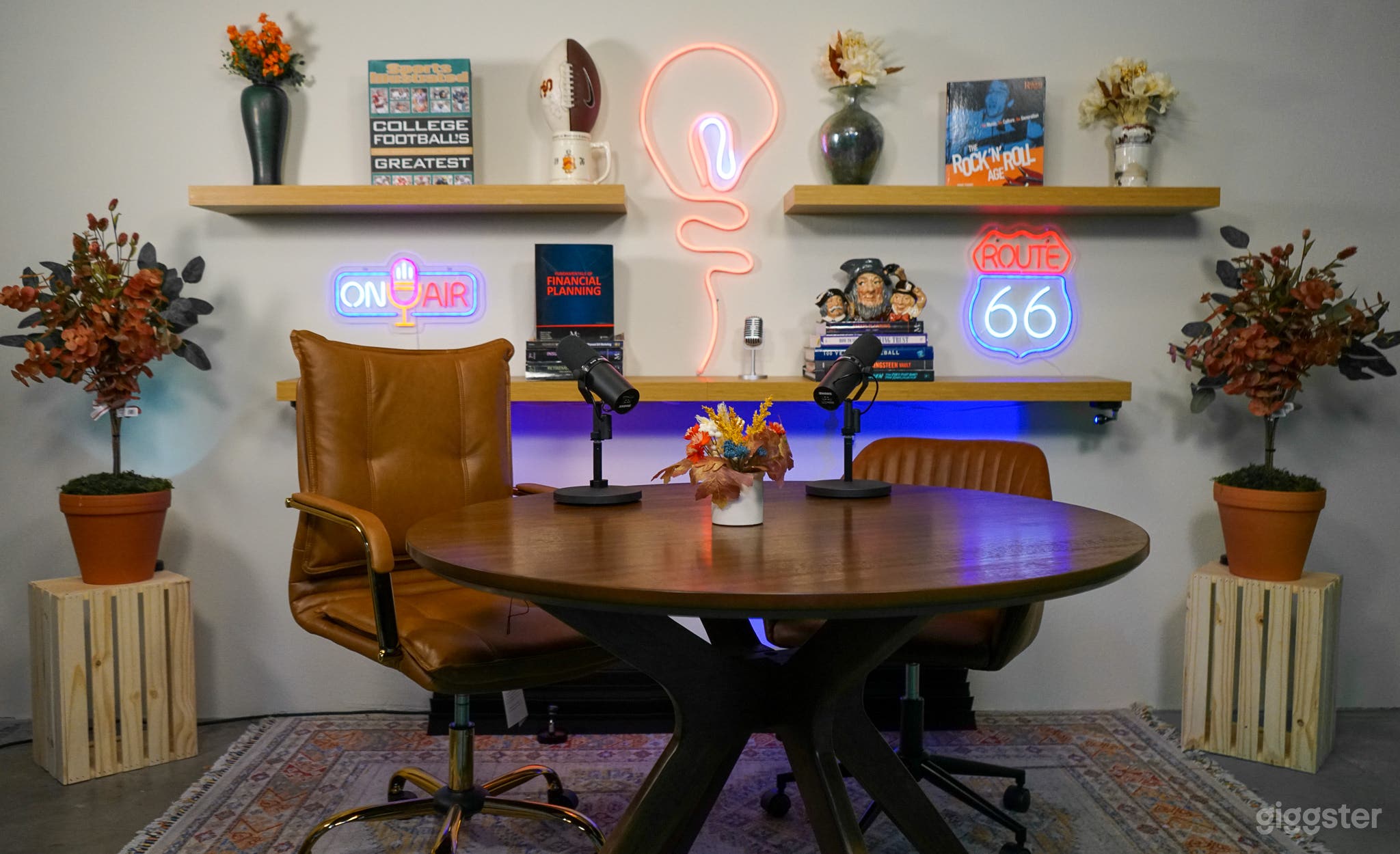 Our studio offers complimenting lighting, dynamic accent lights, and multiple options for chairs and tables!