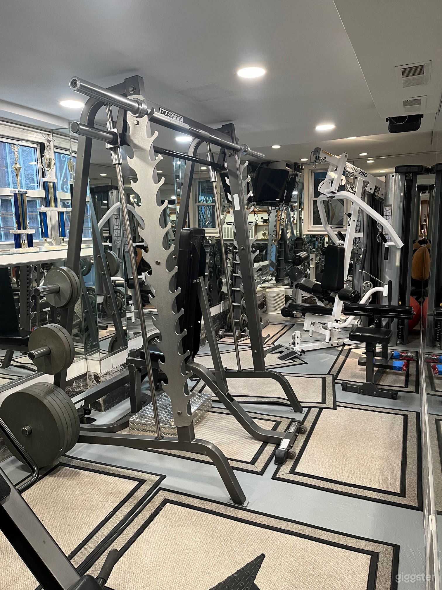 Gym showing squat rack and equipment 
