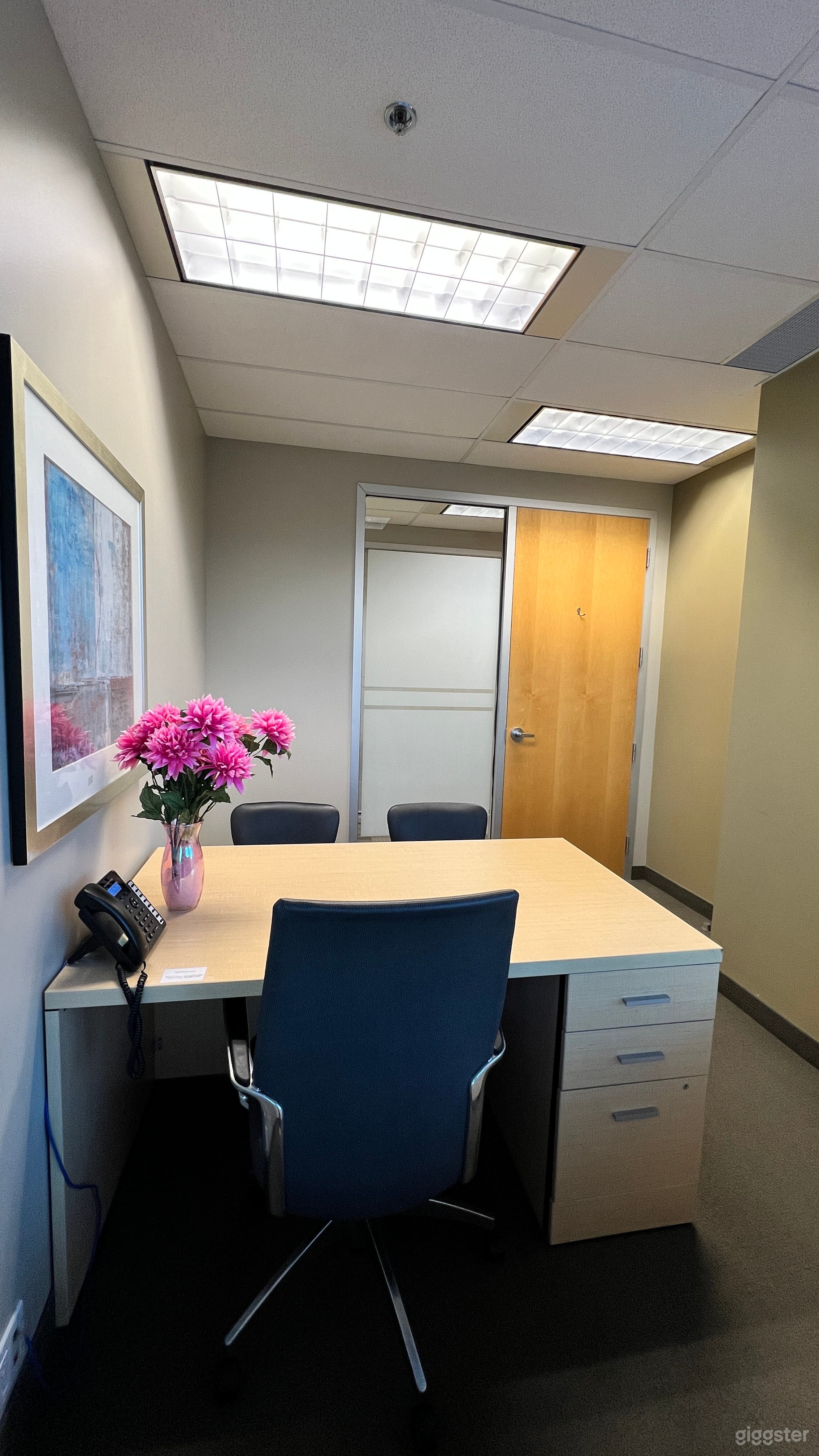 Intelligent Office Scarborough offers private office space for rent on hourly basis. The area of the office is 95 sqft and is good for 2 people meeting.