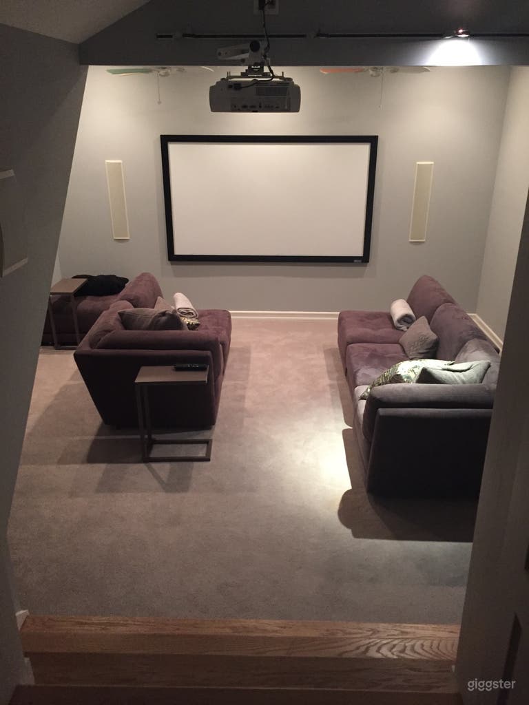  second floor theater with movable seats is comfortable for 6-8 people 