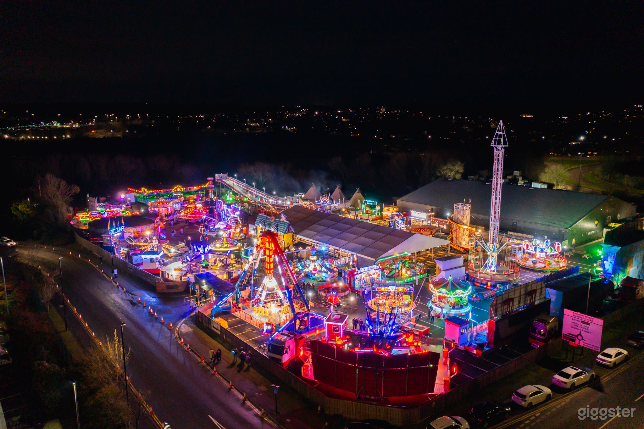 Birds Eye View of Venue and Car park Space