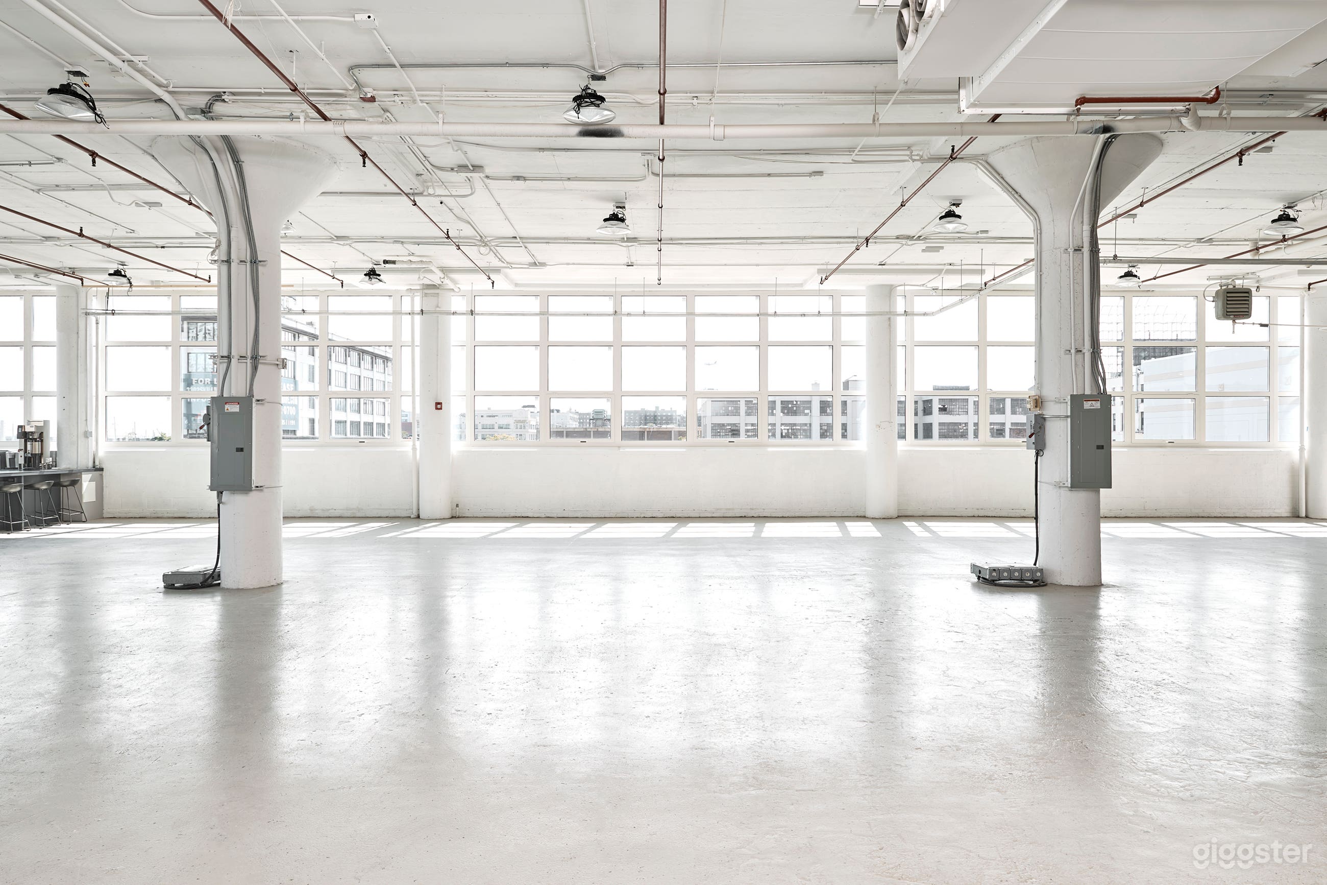 Daylight-filled studio.