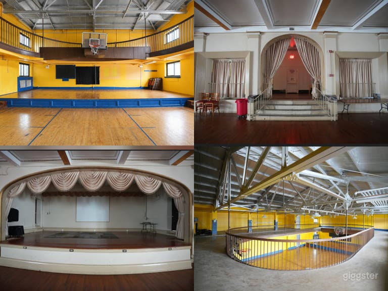  Teatro Clásico con Gimnasio de Baloncesto Vintage 