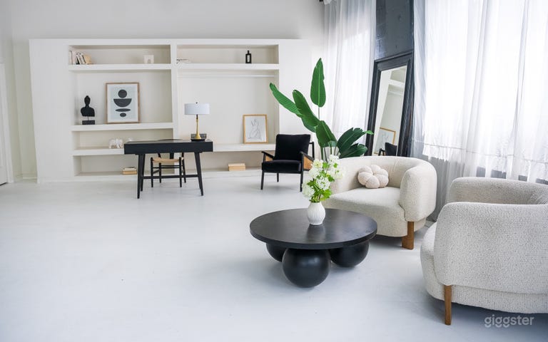  Luxury style loft with marble fireplace and piano 