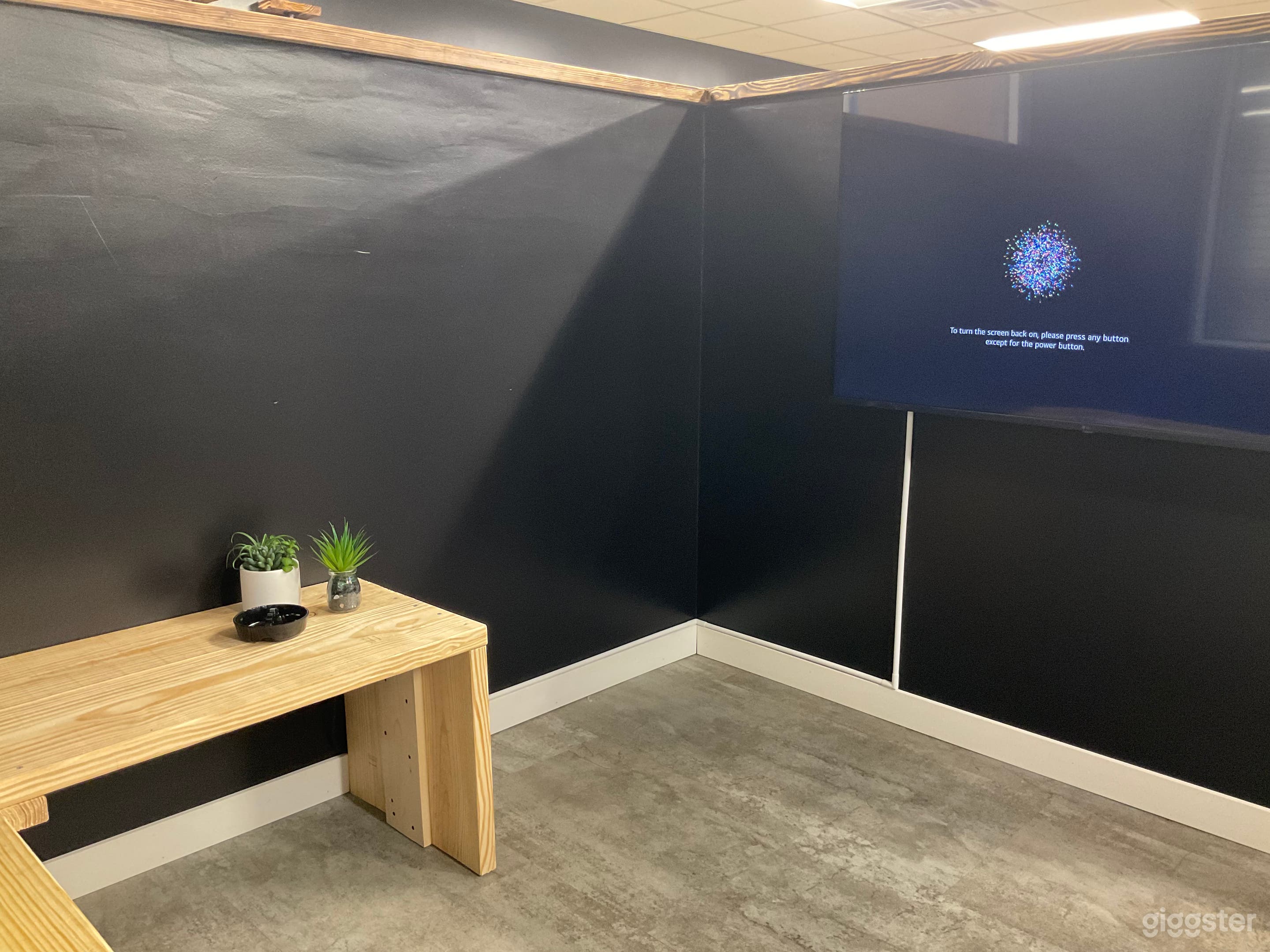 Individual booths for rent with large 55' wall mounted TV's. 