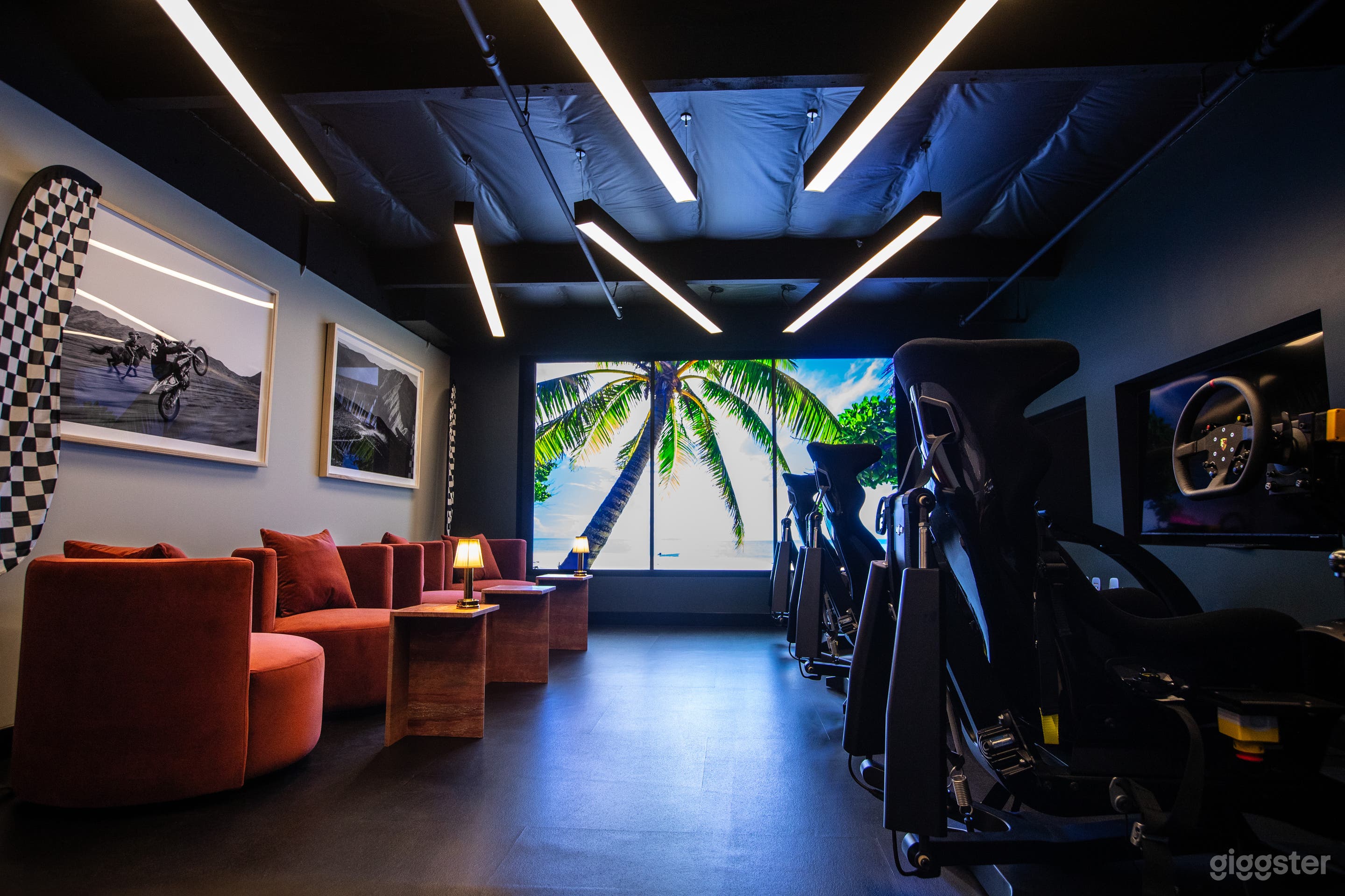 Up to 50 guests can enjoy the Driver's Lounge including the 4 fully interactive Porsche Simulators + trained associate to help operate during rental. 