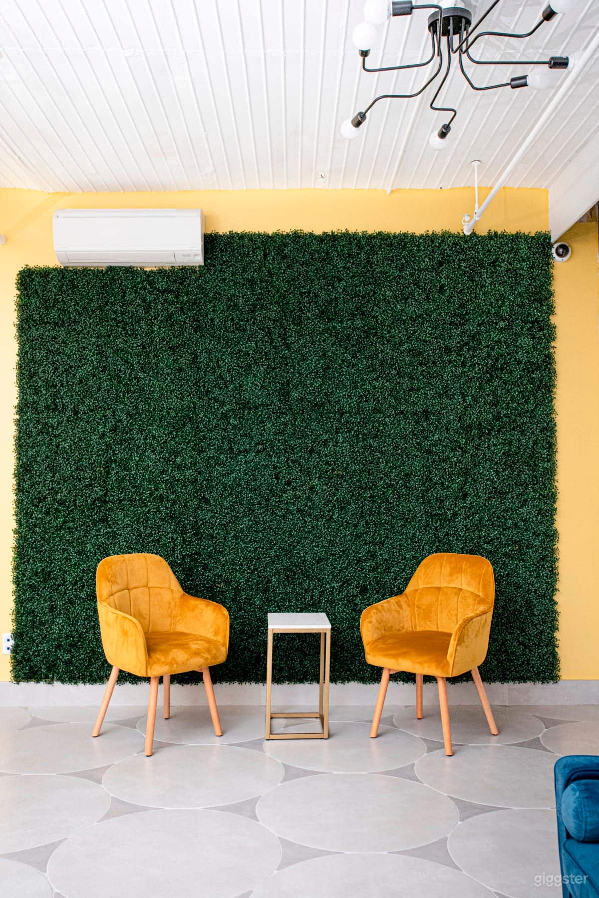 Artificial wall grass where you can style with neon lights perfect for selfies and photoshots