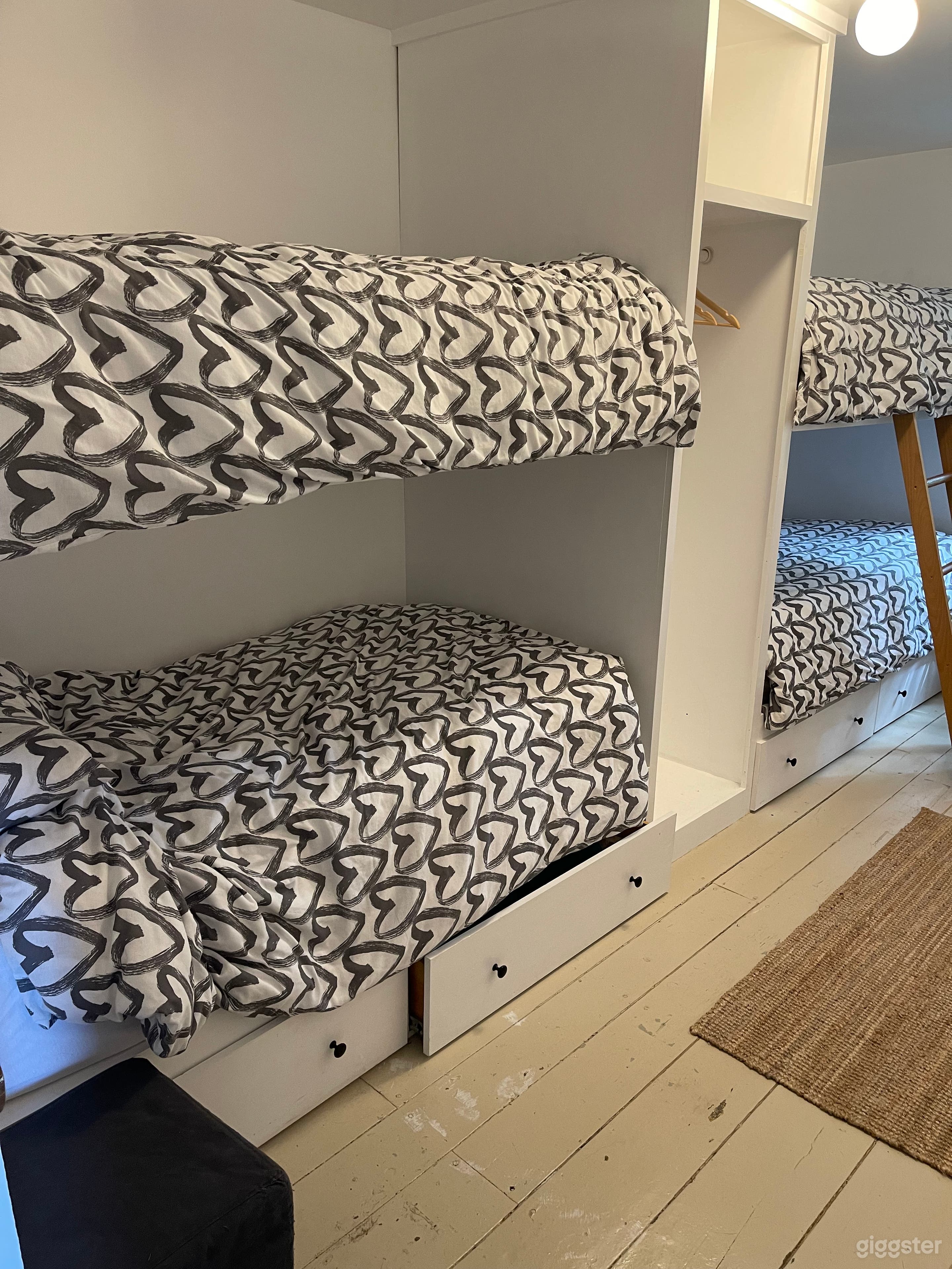 Double Bunk Bed room in the farmhouse with barn view
