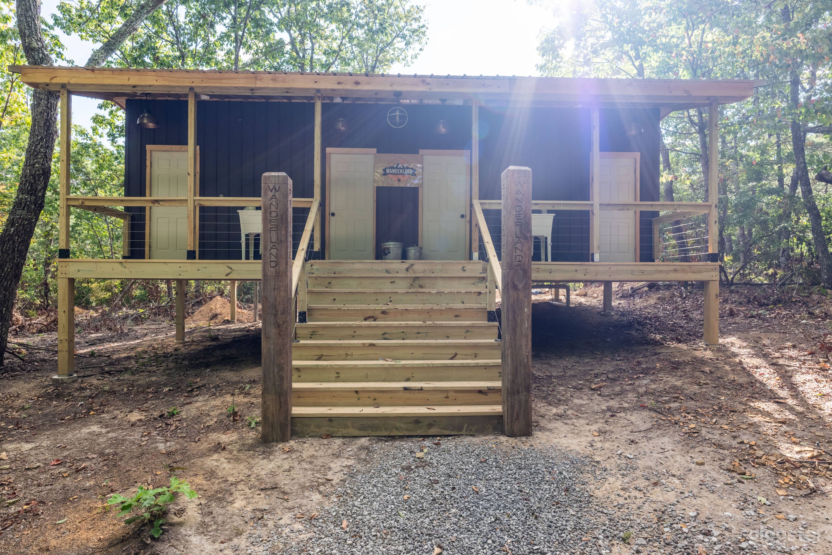 Bathhouse located in parking area