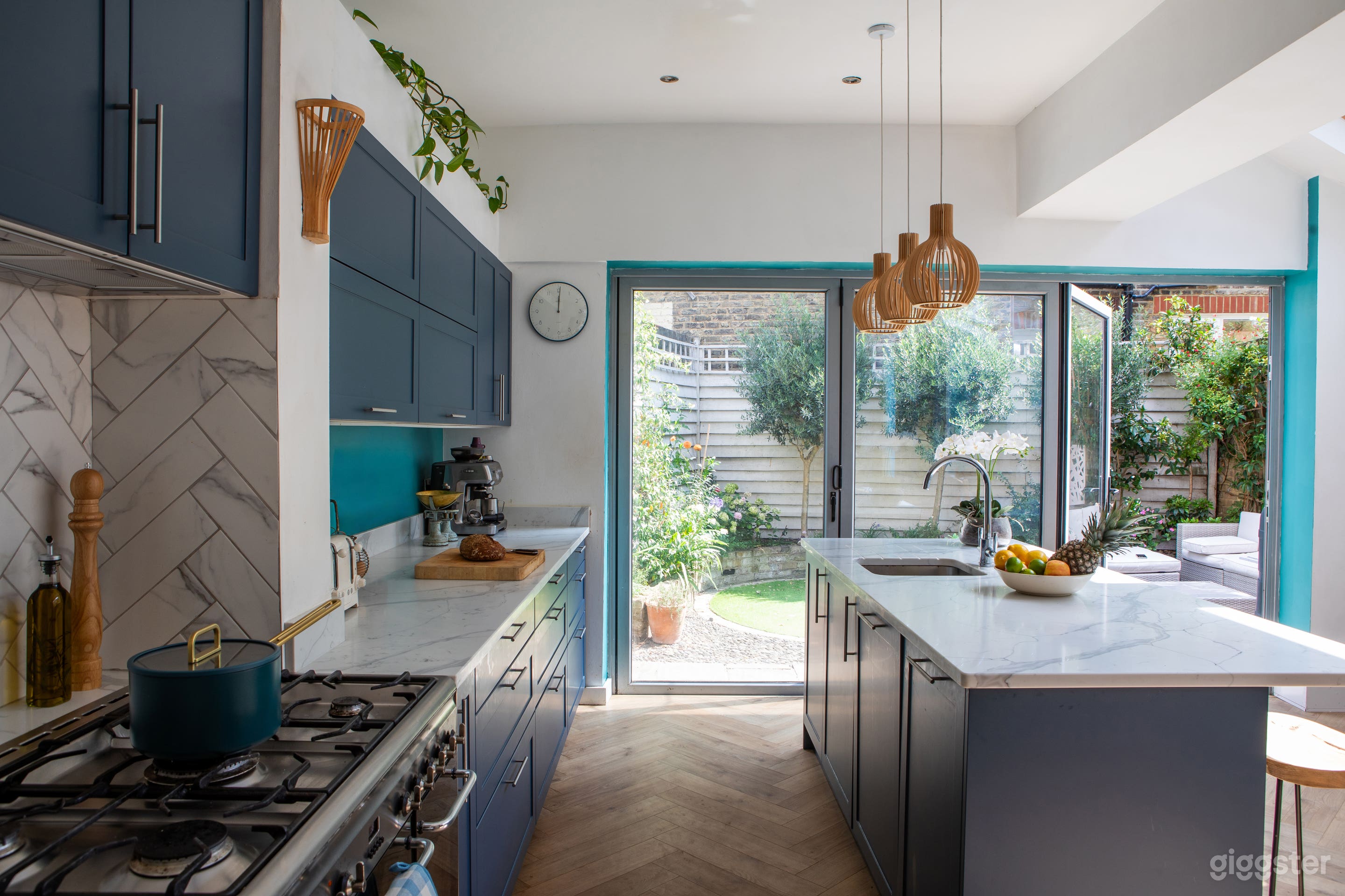 Kitchen looking out towards garden - lots of natural light