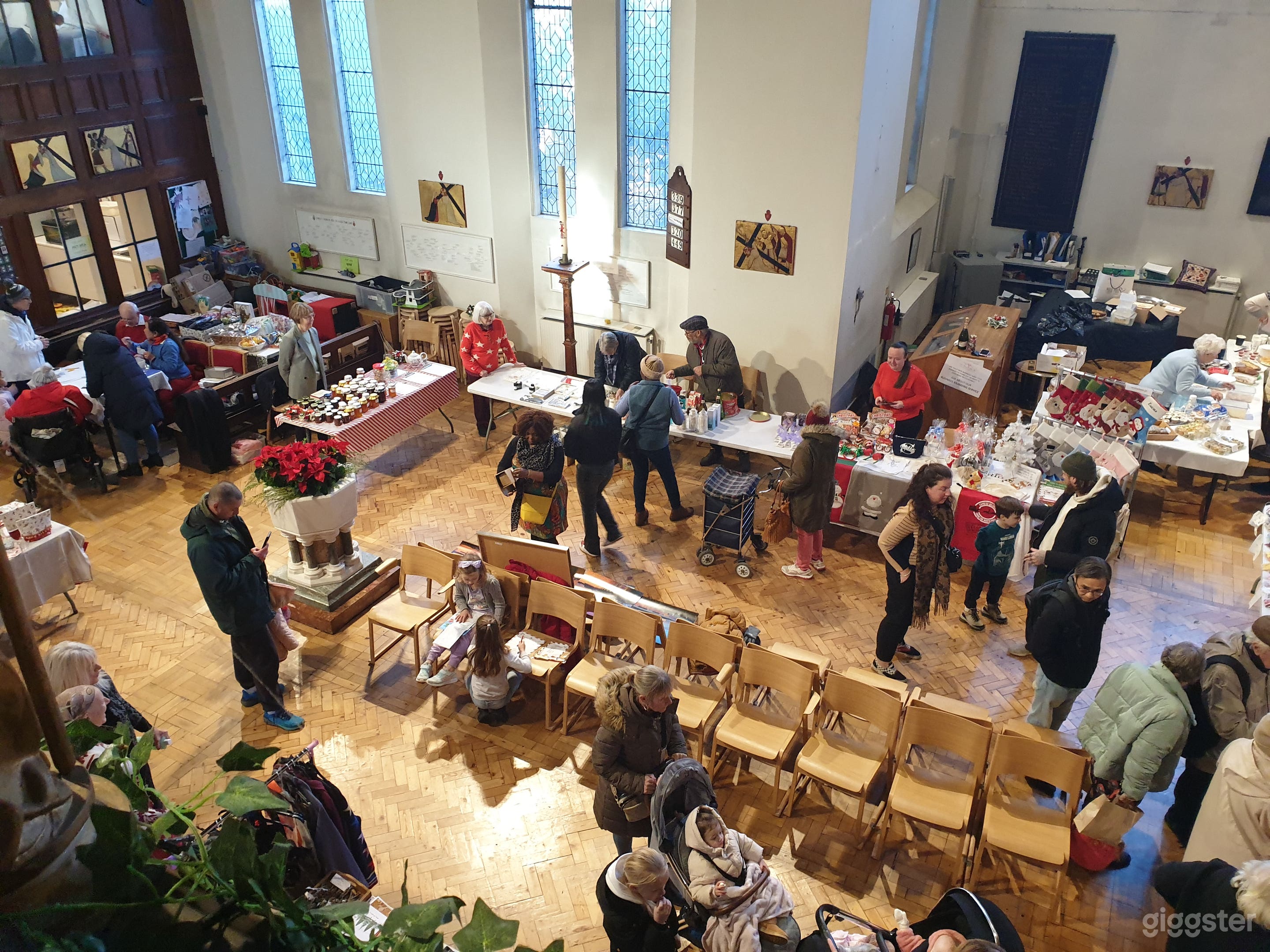 Bird's eye view of space in use for Christmas Fayre