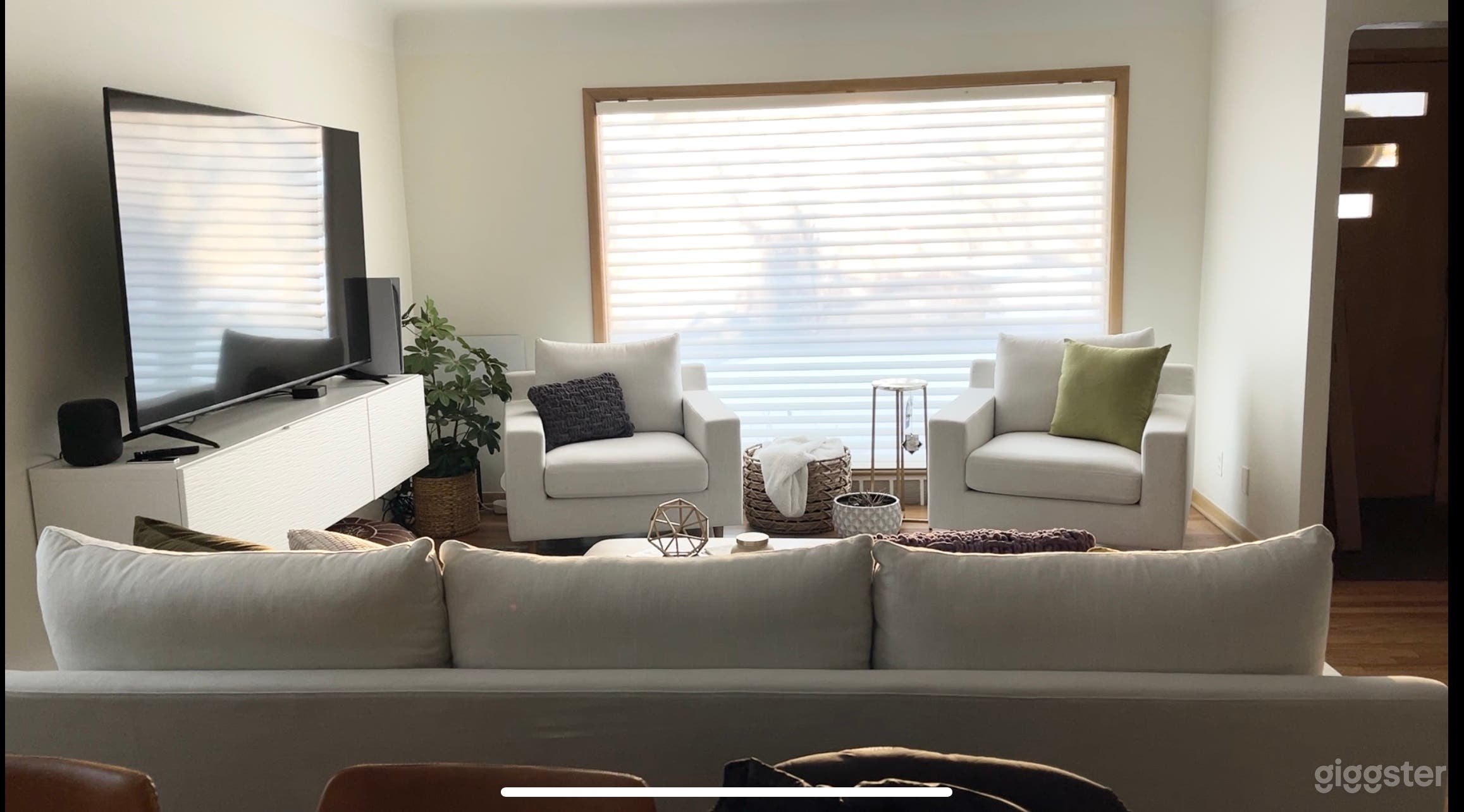 View of living room from kitchen/dining.