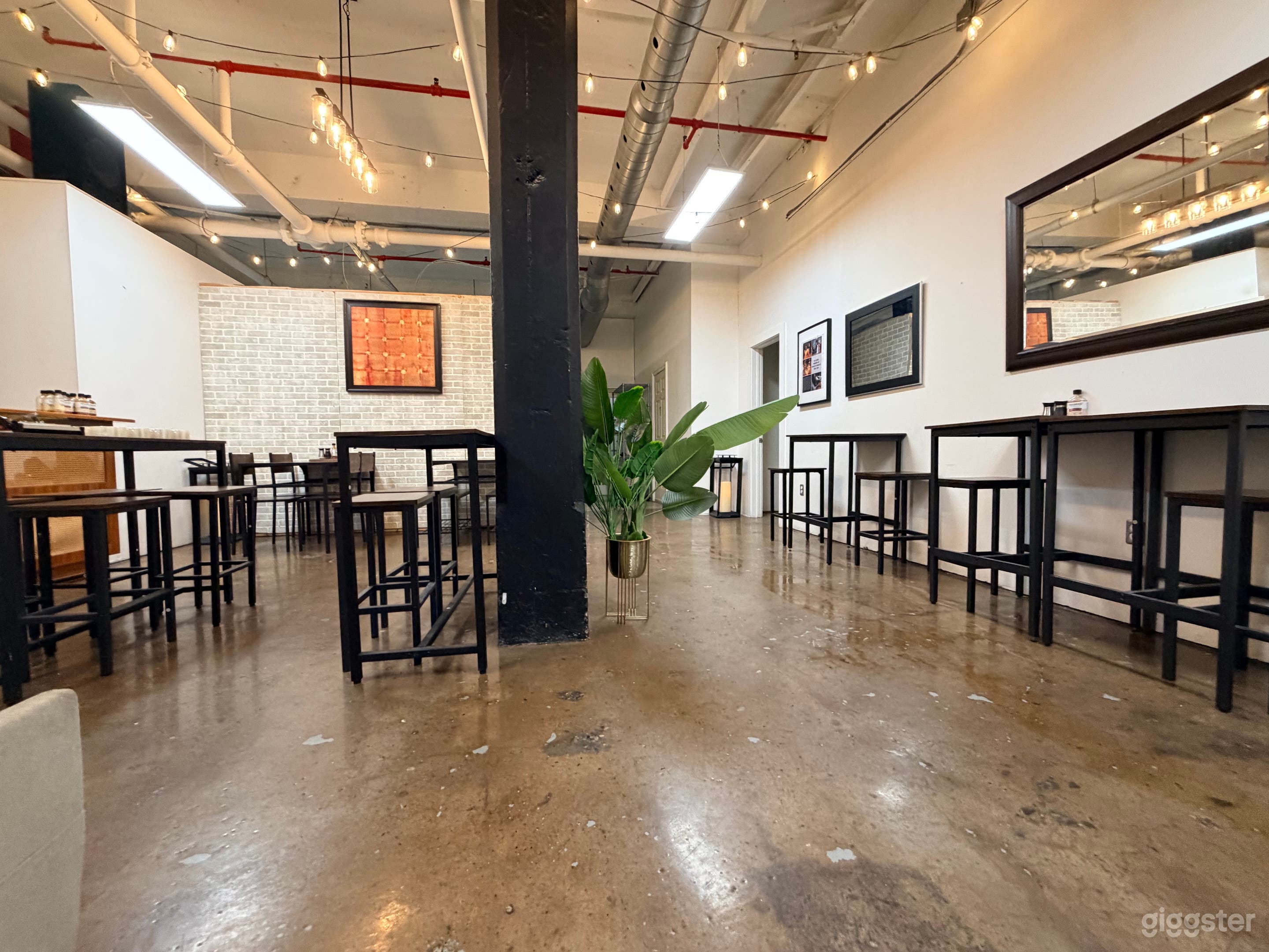 Rustic dining area - can accommodate seated dinners for up to 30 people sitting 
OR 40 - 60 people for a cocktail style event