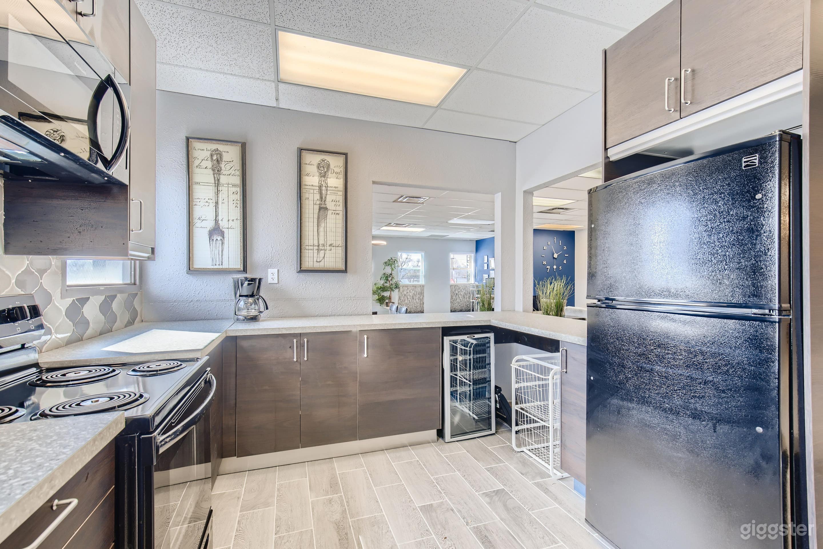 Full kithchen. Stove, oven, fridge, dishwasher