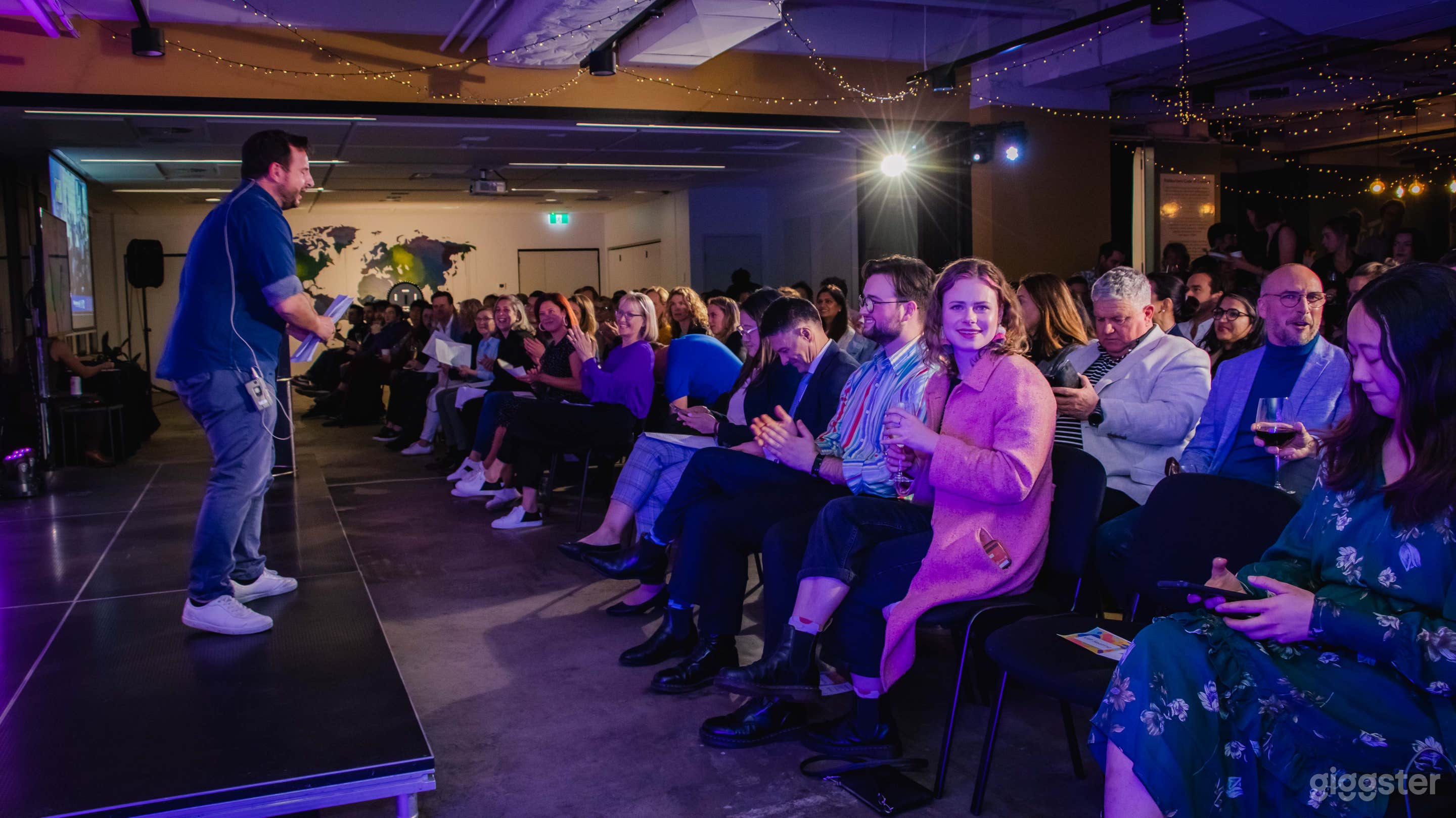 Stage in the middle for 250 person event