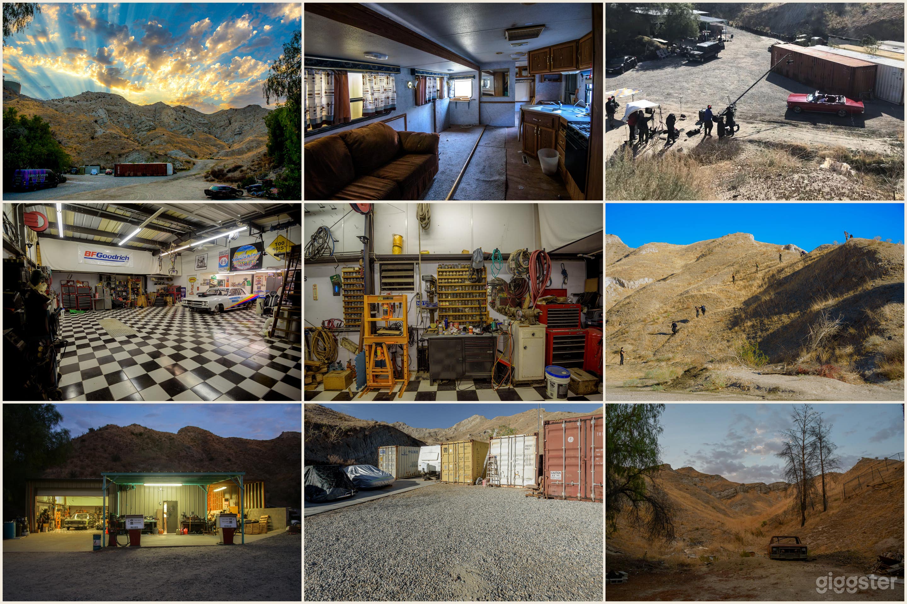 Western, true crime, Horror, Gas Station, Auto Shop, Industrial Bldg, Shipping Containers,  Open Land, Stunts, Canyons, Rustic Textures