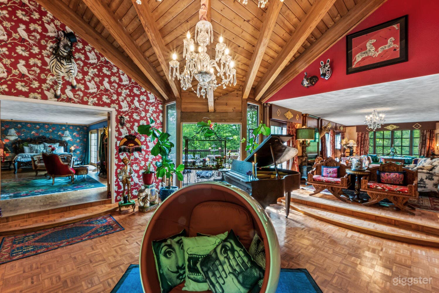 Foyer with half bath and piano