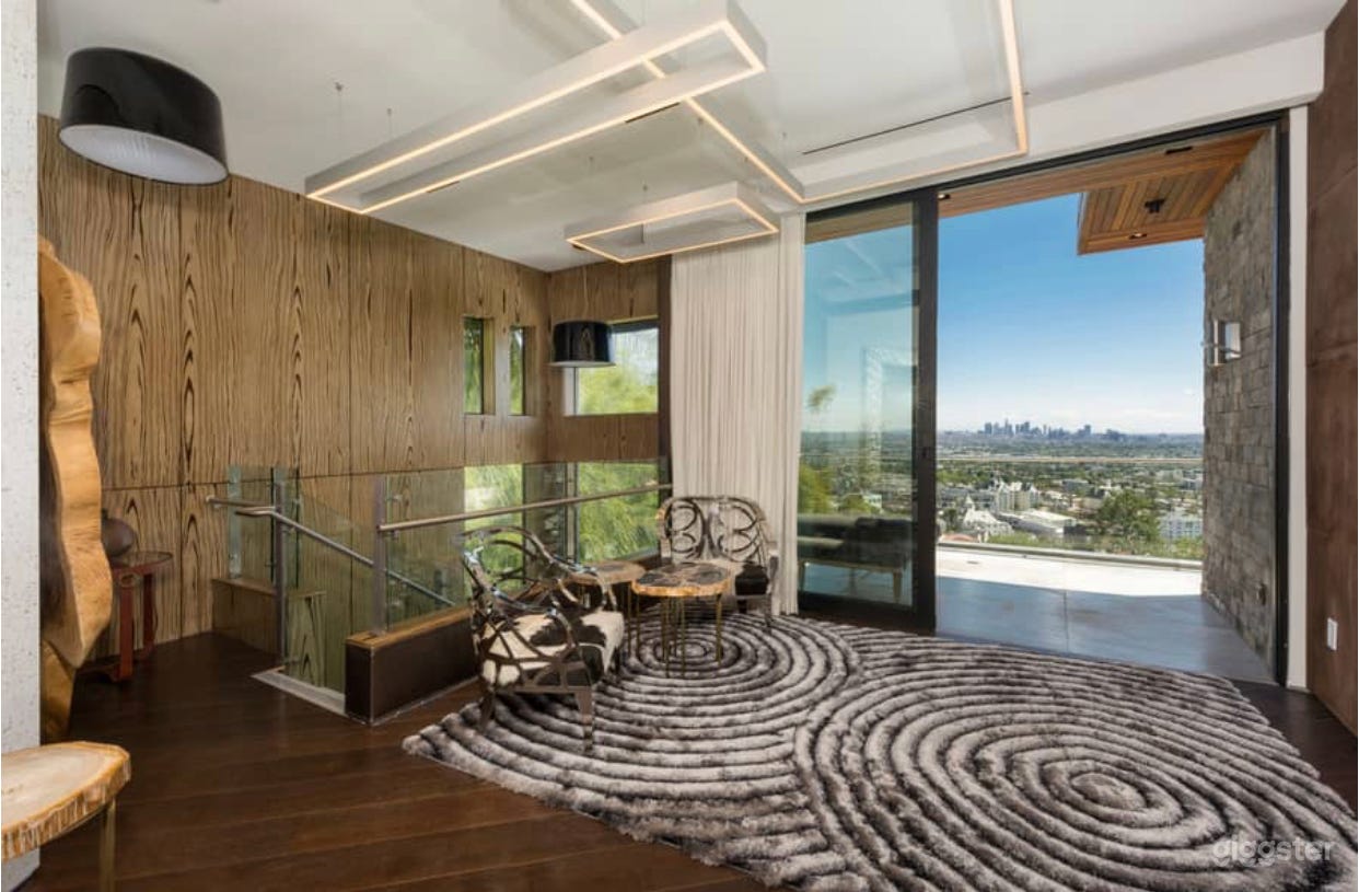 Seating area and balcony.