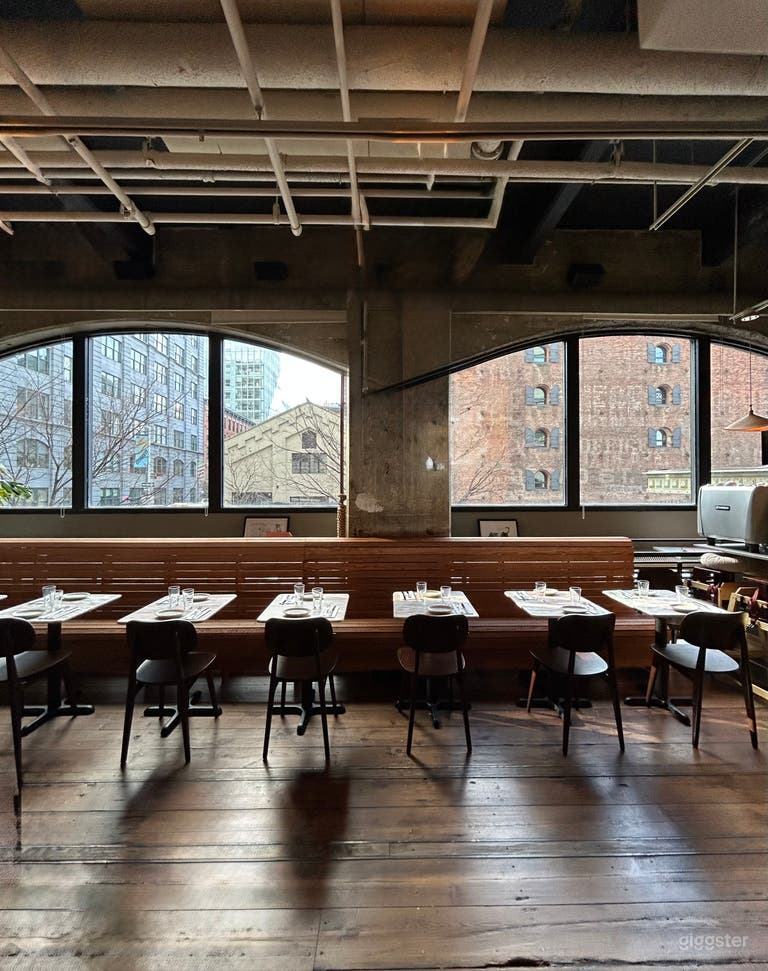  Charming Two-Story Restaurant with Arched Windows & Art Wall 