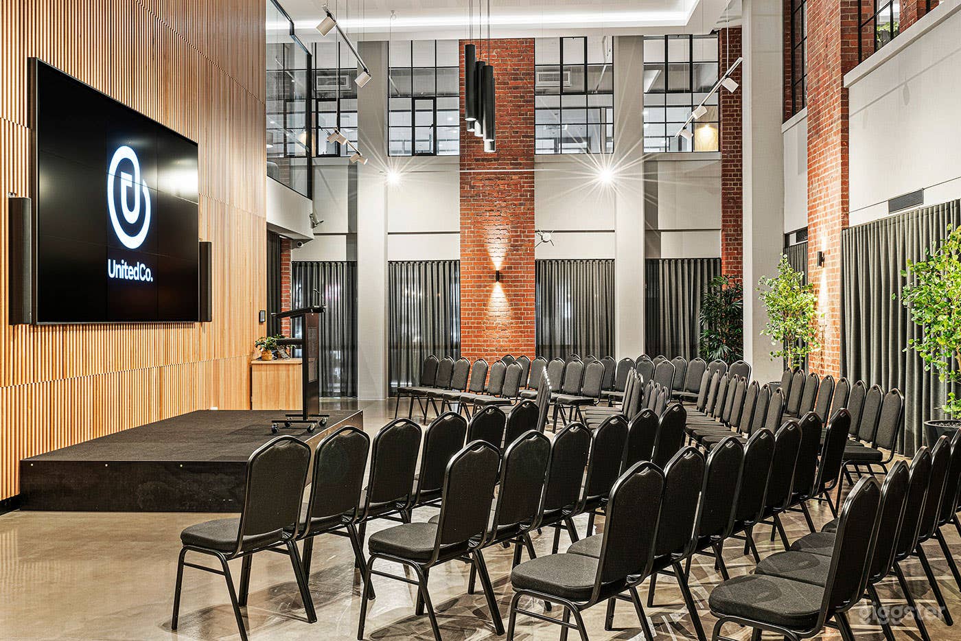 United Co. Event Space 120 seats Theatre Style Seminar. 