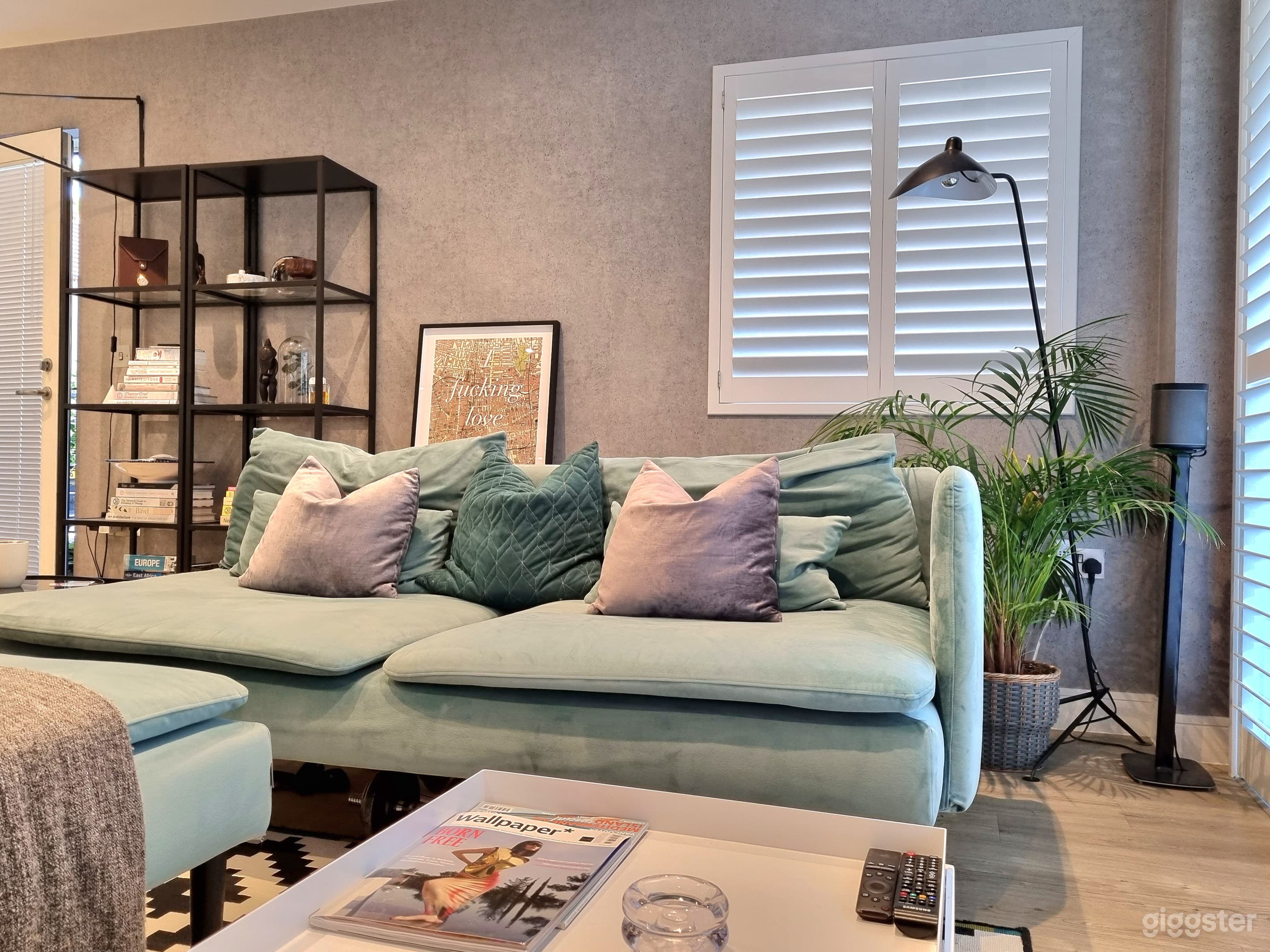 Modern decor with concrete effect wallpaper