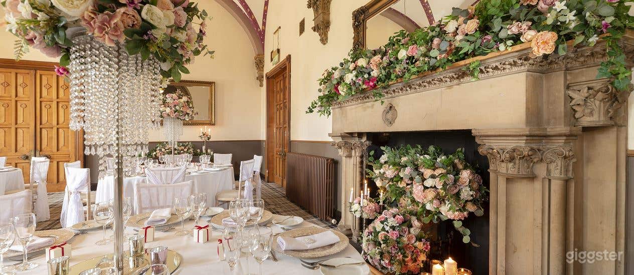 The Dining Room with Rich Decoration and Fireplace Photo 2