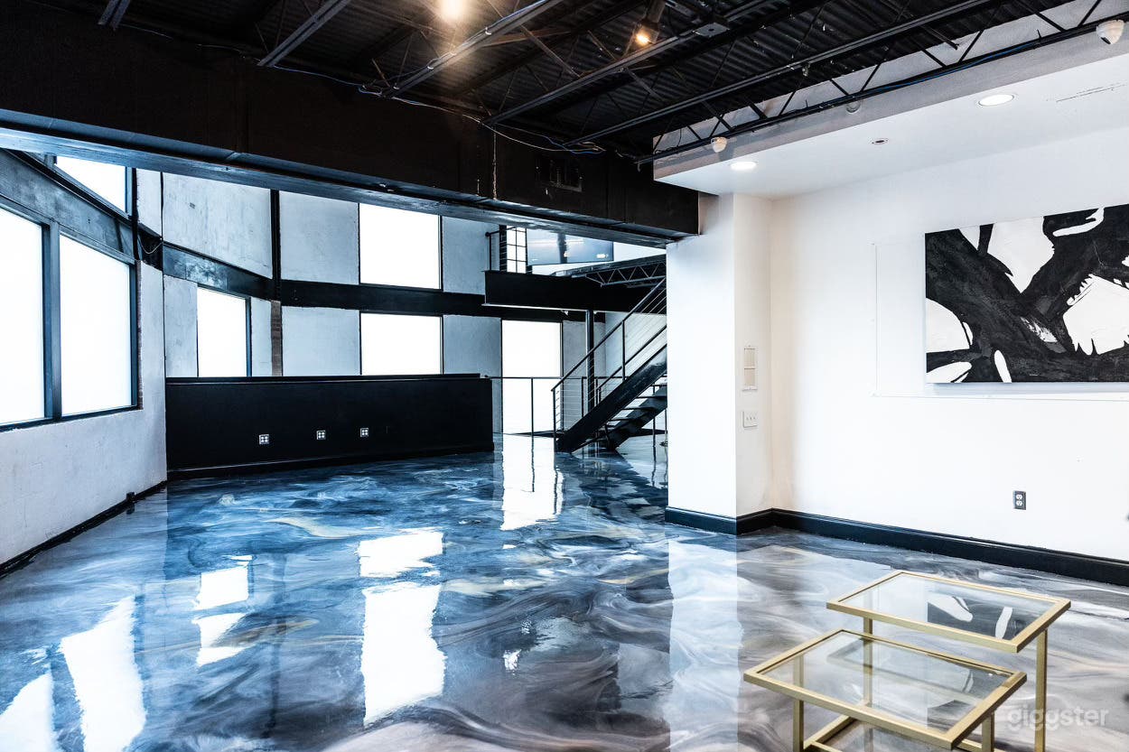 Main Floor with bathroom, full kitchen and bar - stairway access to rooftop 