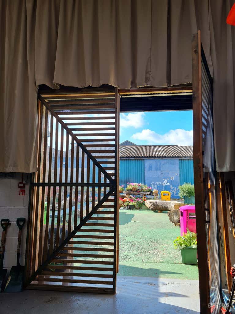  Looking out from our lobby into the yarden/outdoor performance space. 