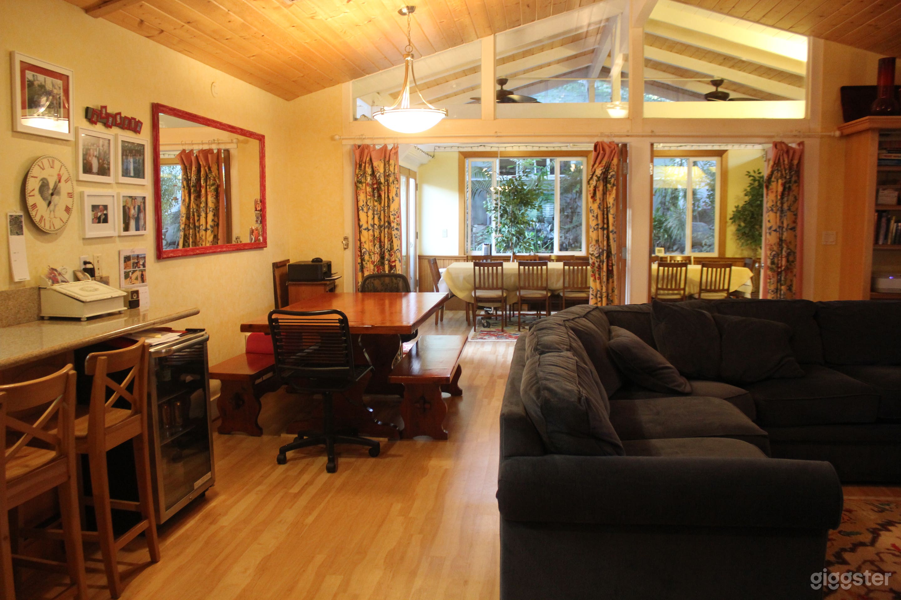 Large great room with high ceilings