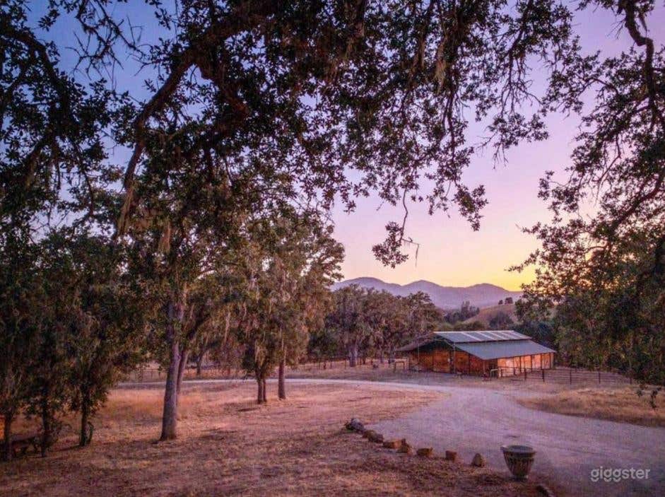 Sat Main Cabin looking toward large raised aisle barn at Sunset. 