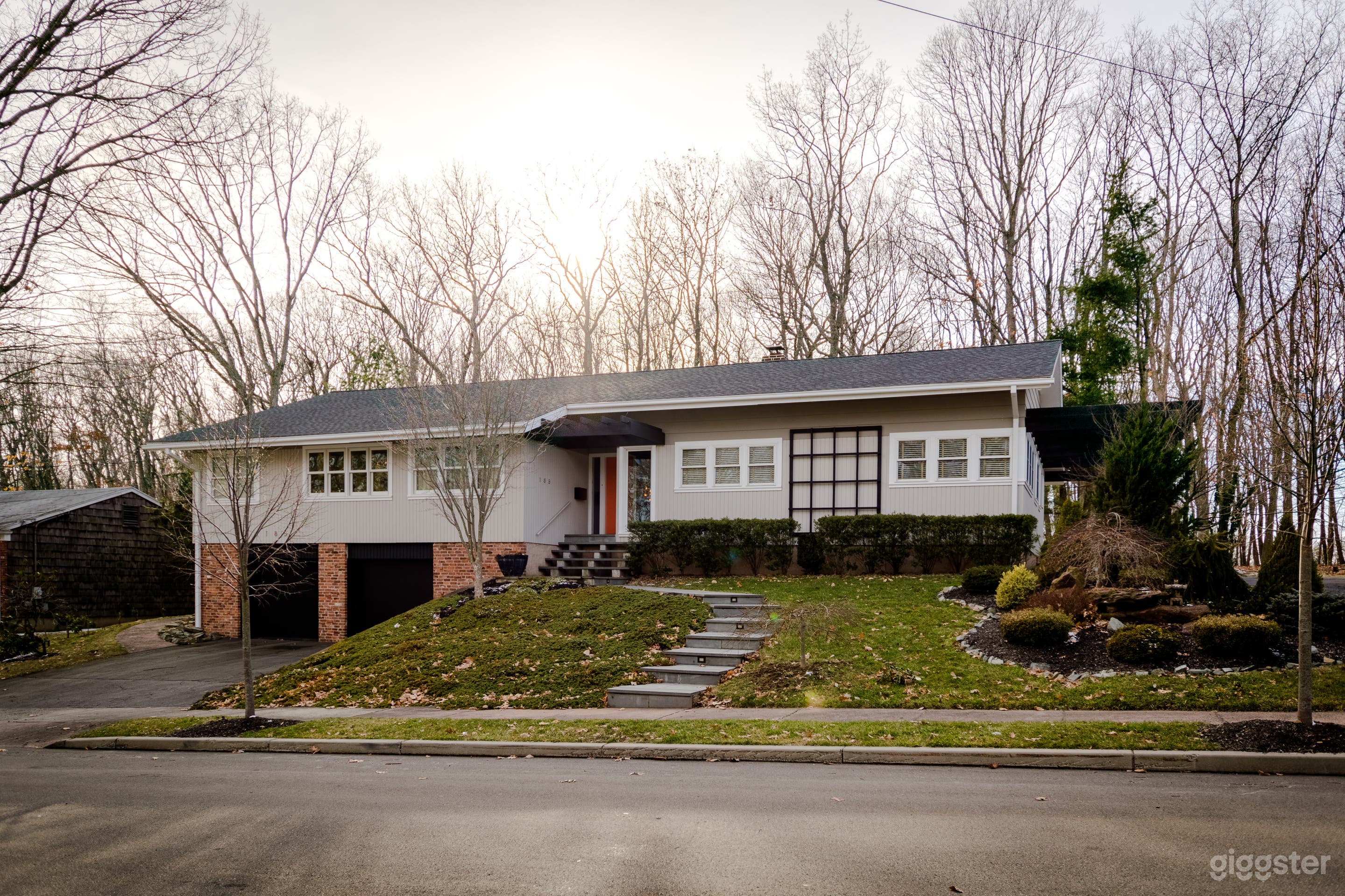 Home exterior in late winter