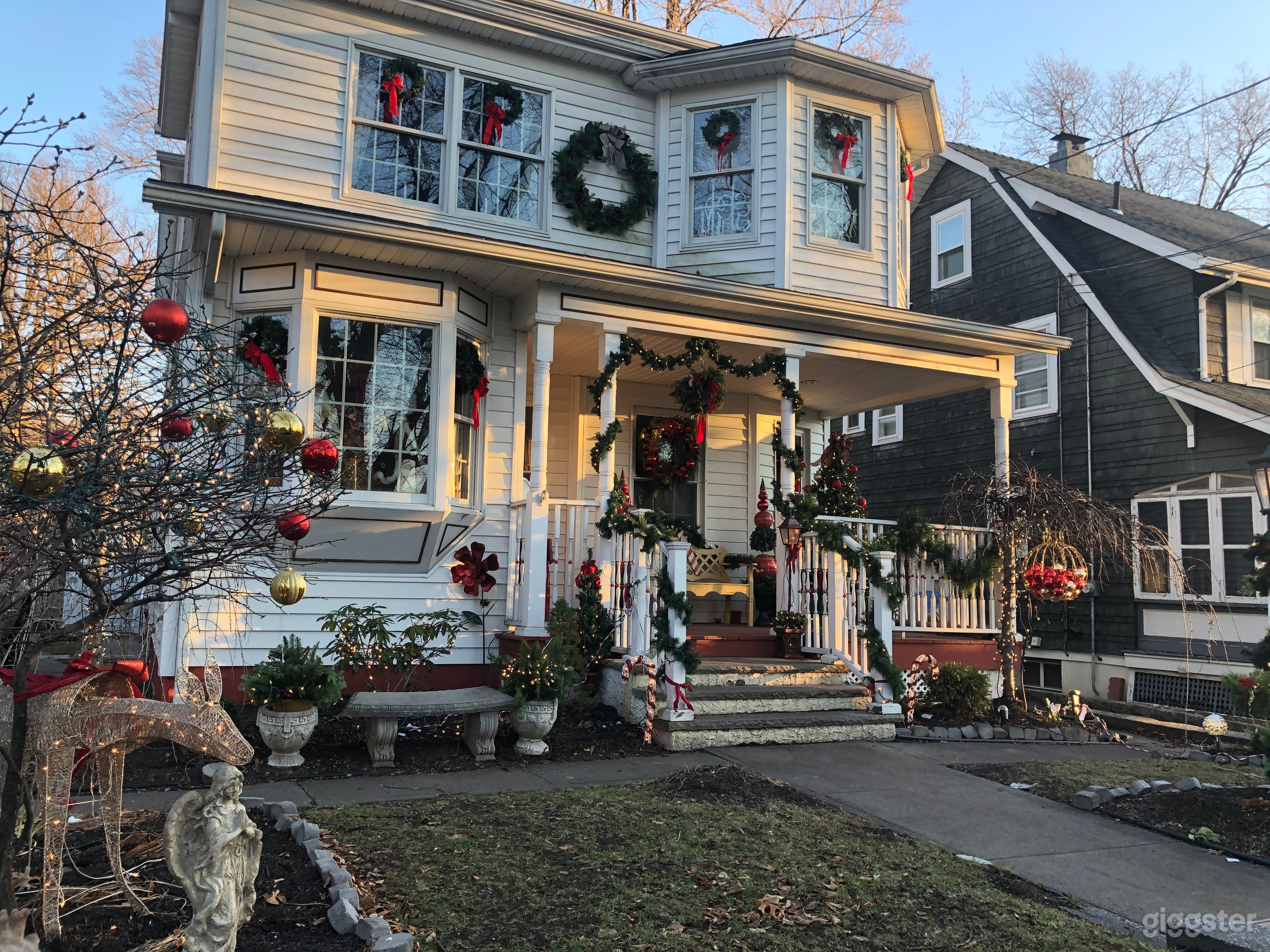Christmas the home is decorated beautifully inside and outside. 