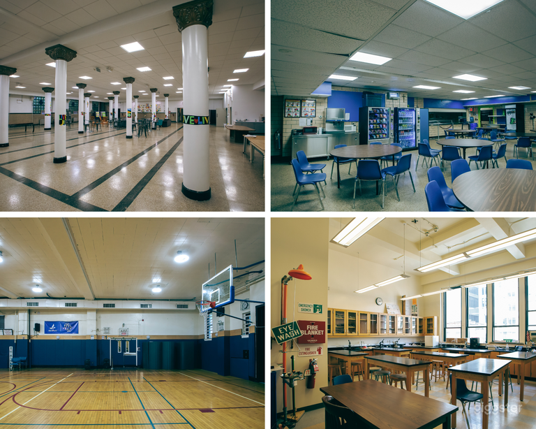  École avec terrain de basket, salle de musique et gymnase 