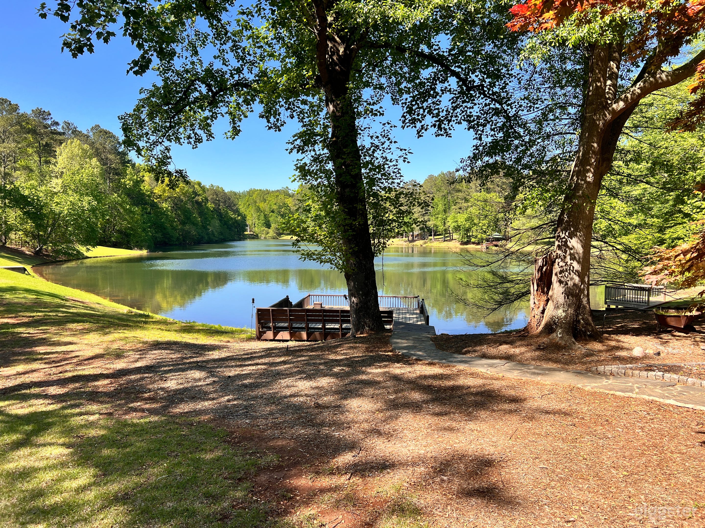 View of lake from backyard