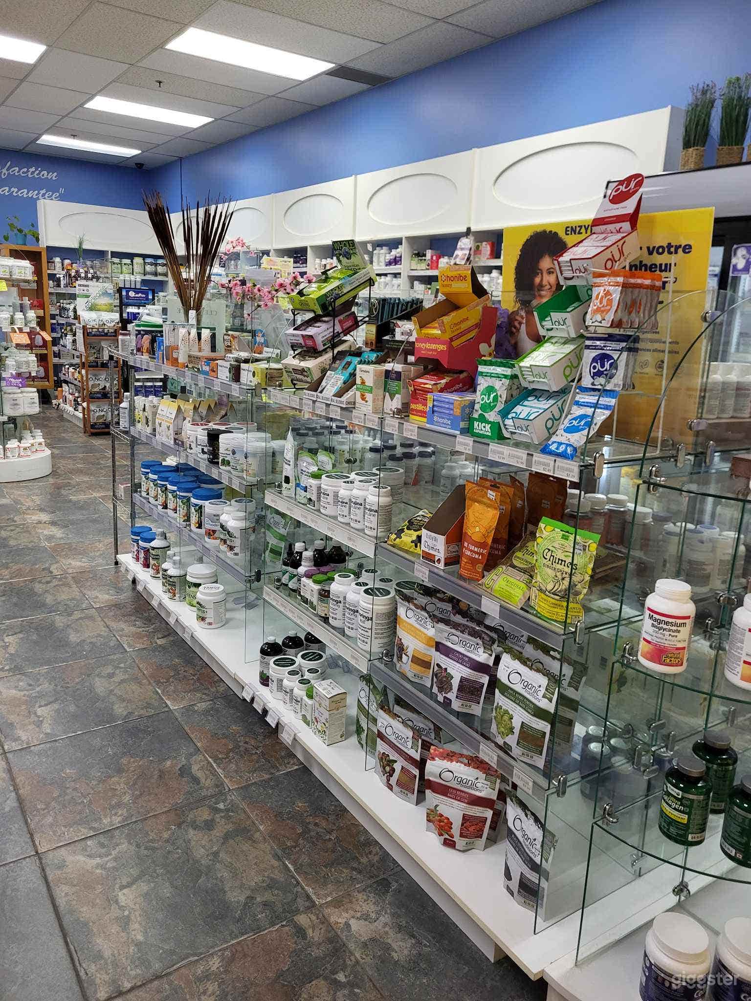 Across from front counter