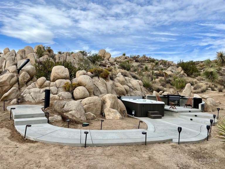  Custom made spa into the boulders and the coolest heated outdoor shower 