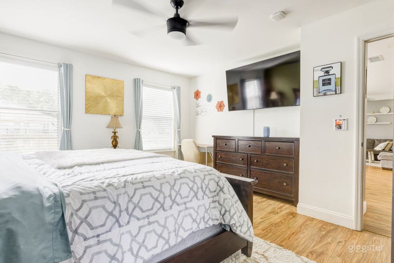  Includes a king size bed, smart TV with streaming services, and workspace! 