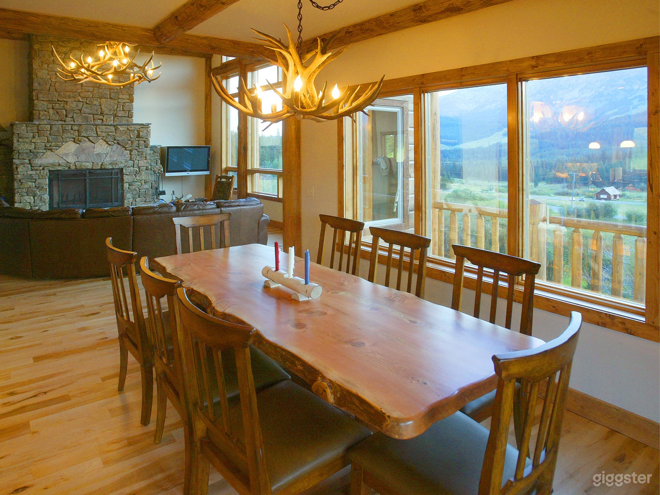 8ft custom log slab table seats 10