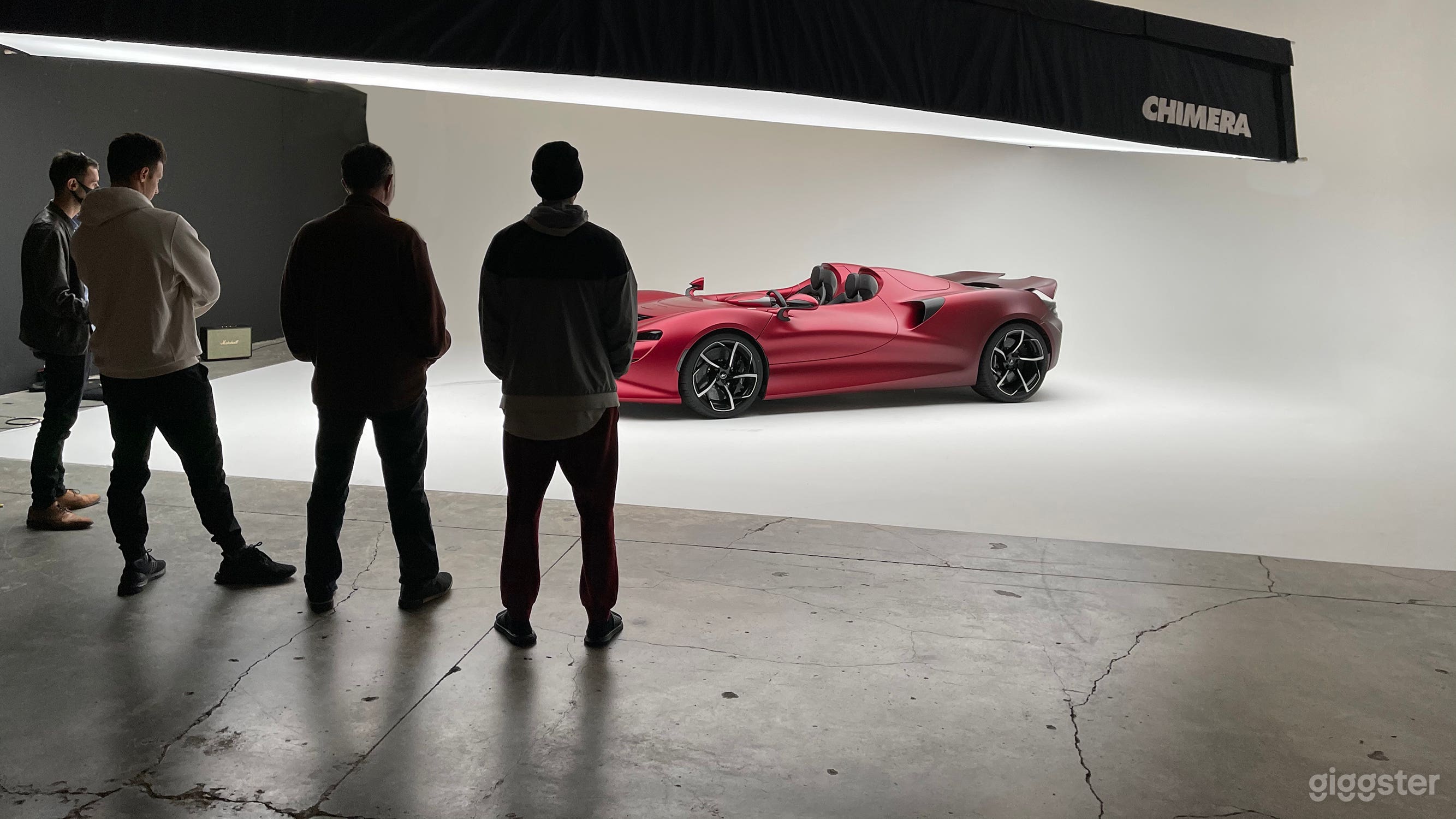 The Mclaren team getting ready to shoot a campaign.