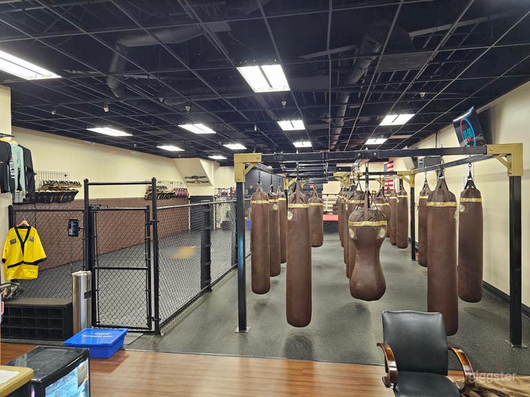  MMA Cage on left and Heavy Bag Cage on right 
