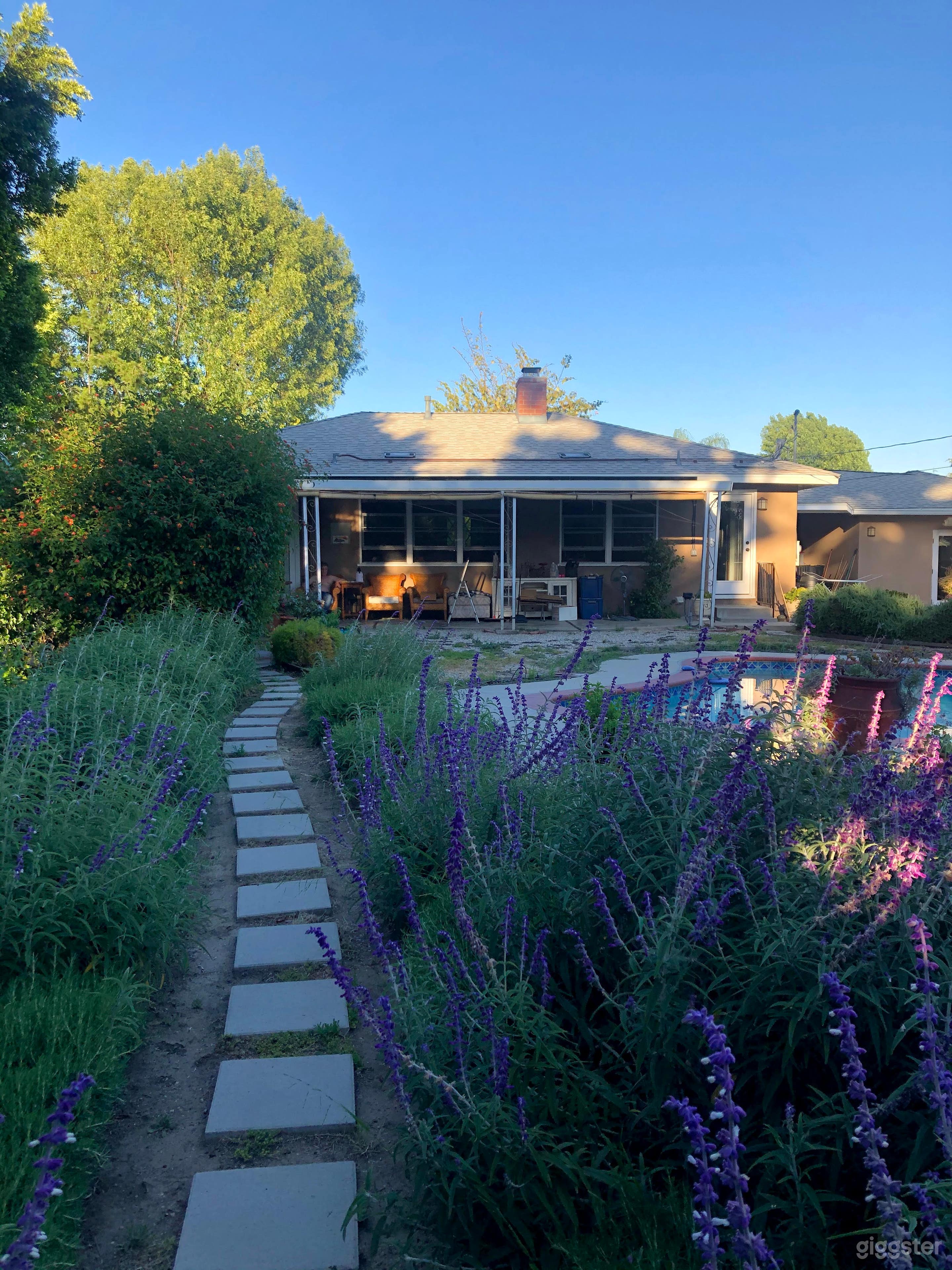 back yard walkway towards the house 