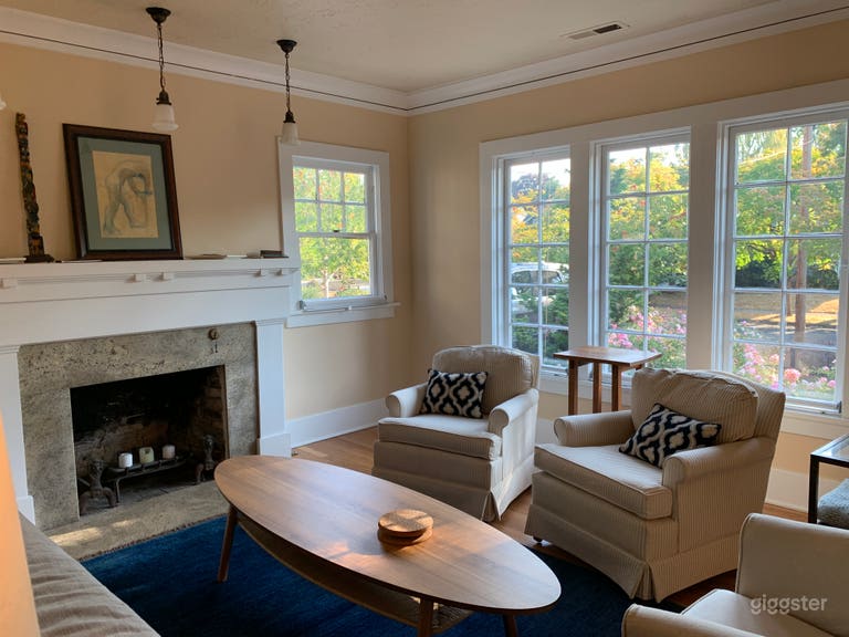  Marble fireplace with wood mantel 