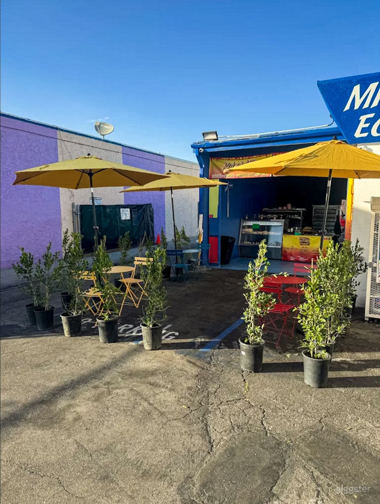  Burger Stand w/ Colorful Patio & Urban Backlot Vibes 