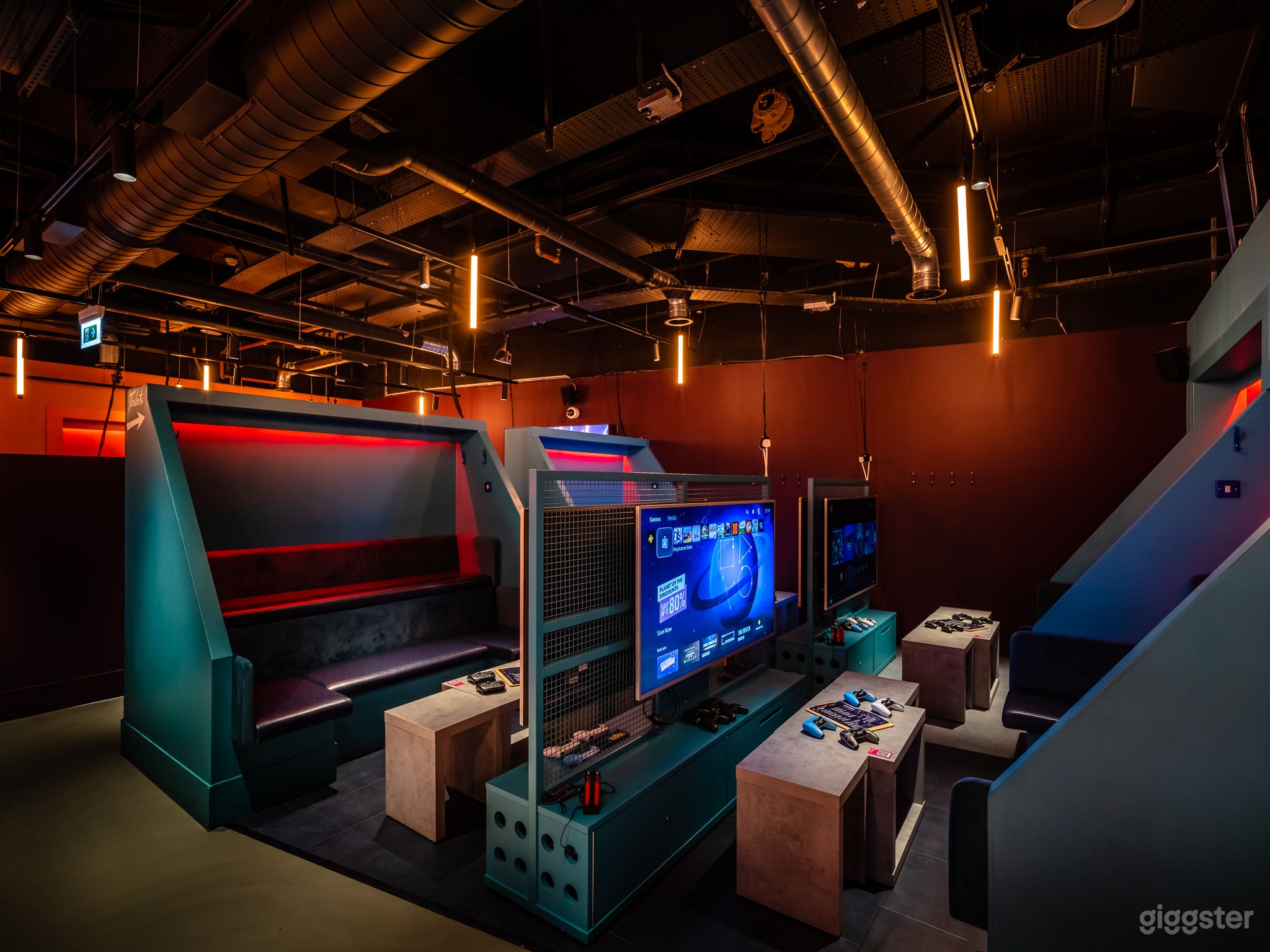 Our Blue Lounge has 4 gaming booths with a seated capacity of 32 and standing 45. You can also reserve an area at the bar next to the lounge for guests that don't wish to game.