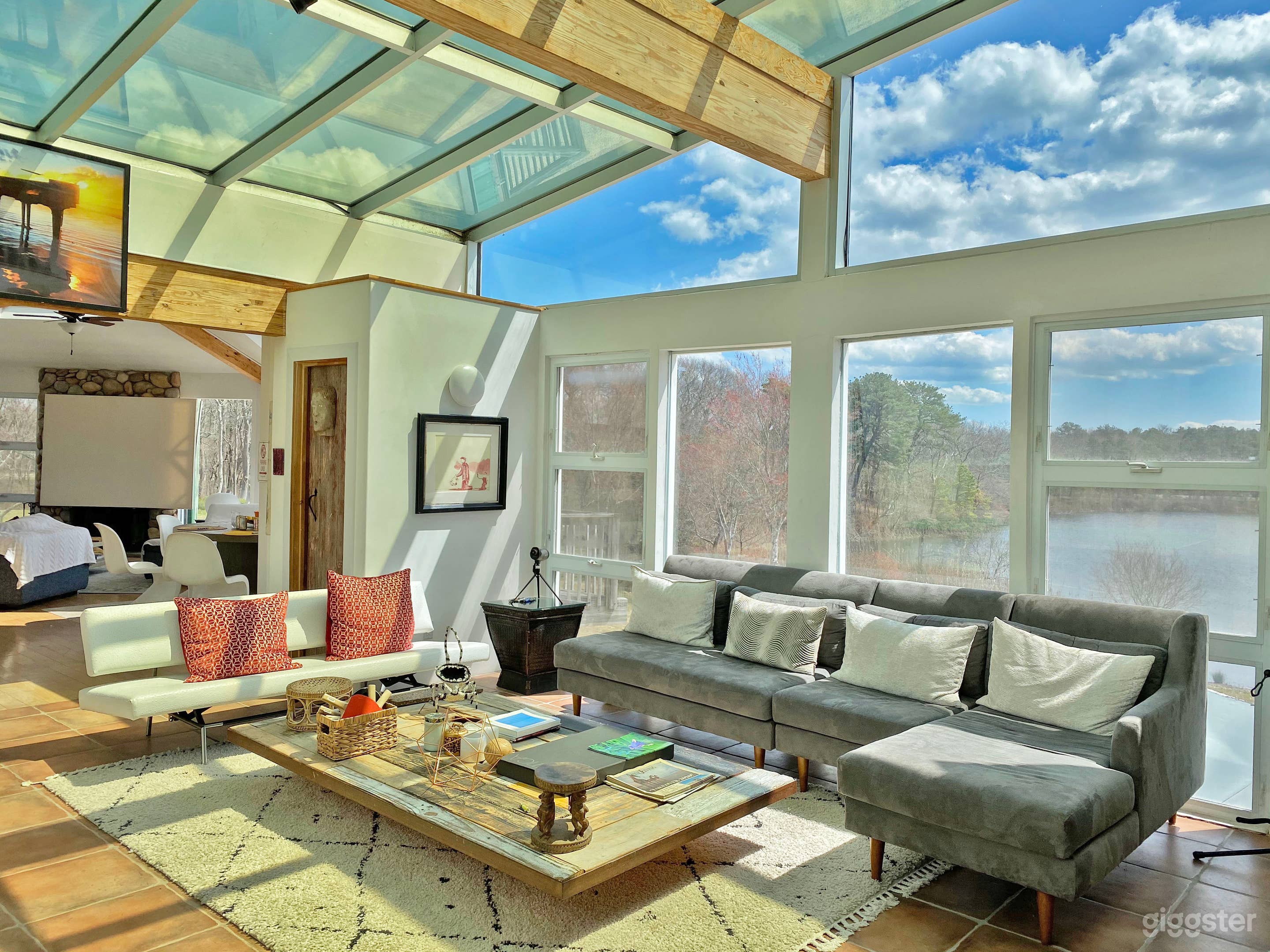 Living room with lake view 