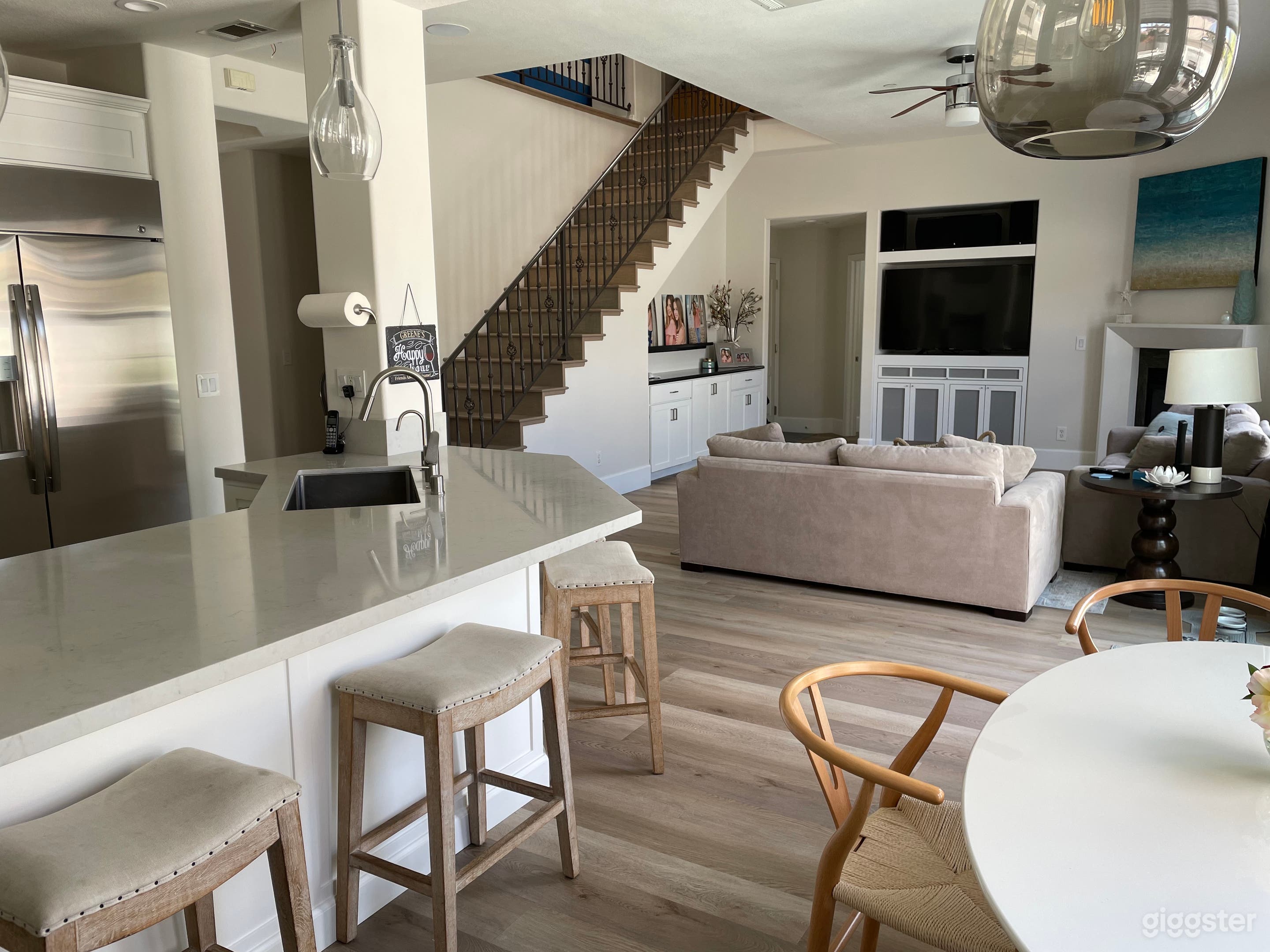 Open kitchen, and living area.